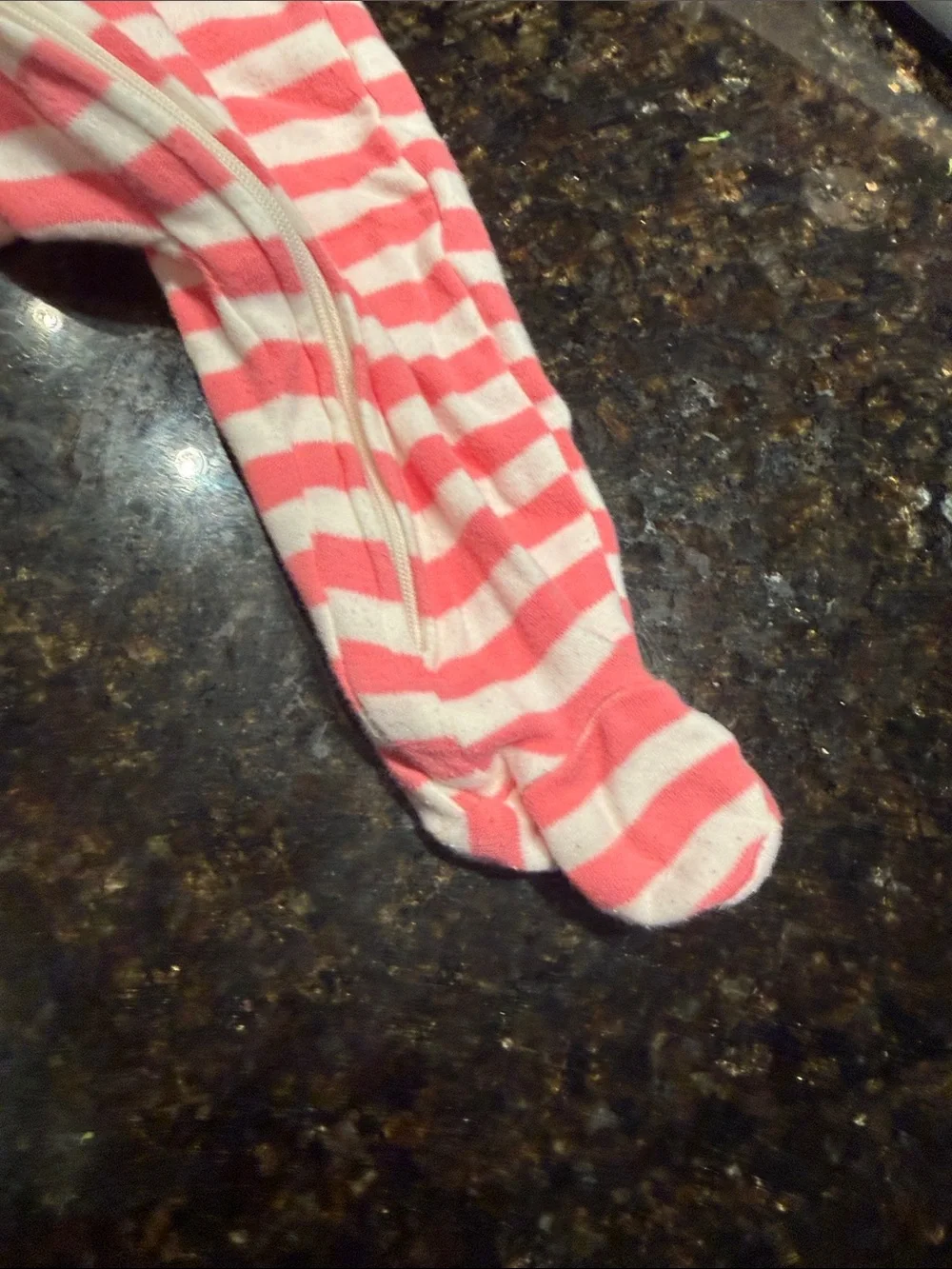 Striped Pink and White Baby One-Piece Footed Pajamas 3-6 Month Long Sleeve